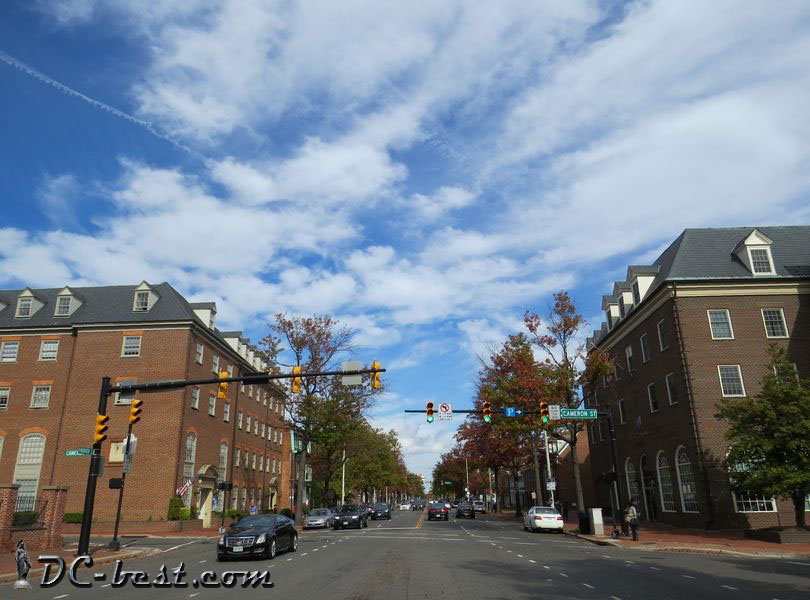 The intersection of N. Washington Street & Cameron Street in Alexandria, VA 