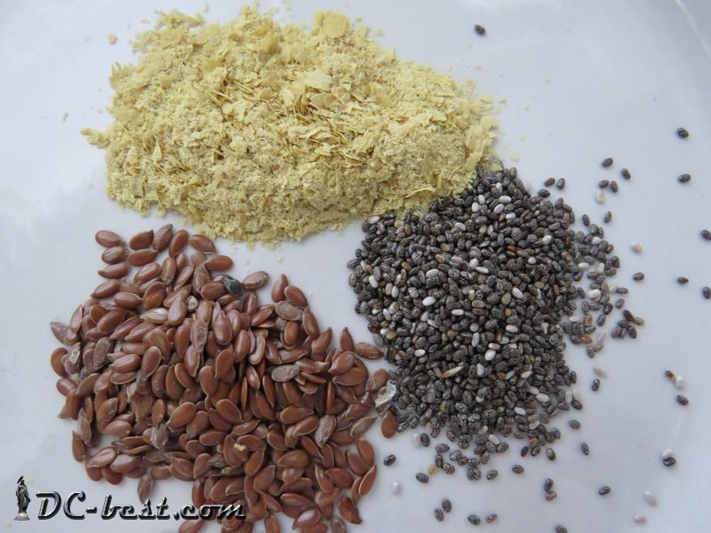 Flax seeds, Chia seeds, Yeast